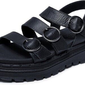 Women's Leather Sandals 8 Casual Open Toe Wedge Platform Luxe Foam Comfort